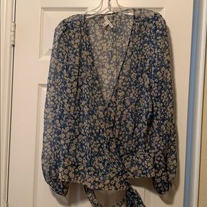 Banana Republic Sheer Floral Wrap Top